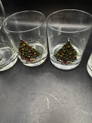 CARLTON 1985 ACTION 14 oz Old Fashioneds Glasses Christmas Tree Set of 4 Boxed