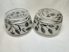 2 Libbey Silver Wheat Snack Fruit Bowls Set Vintage 3.5” Leaf Frosted Glass MC