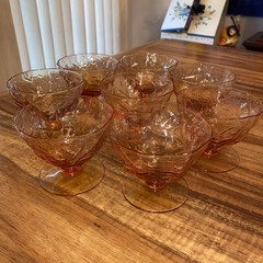 8 Vintage 1960s Mid Century Morgantown Seneca Driftwood Amber Sherbet Glasses