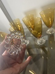 Anchor Hocking Boopie Berwick Amber 9 oz 5.5” Tall Water Goblet Glasses Set of 6