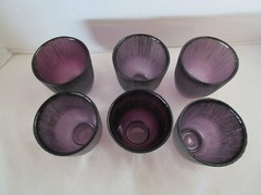 Vintage Amethyst Purple Ombré ribbed textured Glass 6 rocks Whiskey rock 12 Oz.