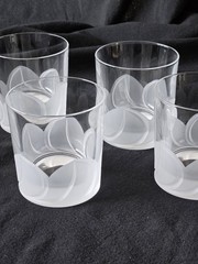 4 Cristal D’Arques J G Durand FLORENCE Frosted Old Fashioned Glasses France