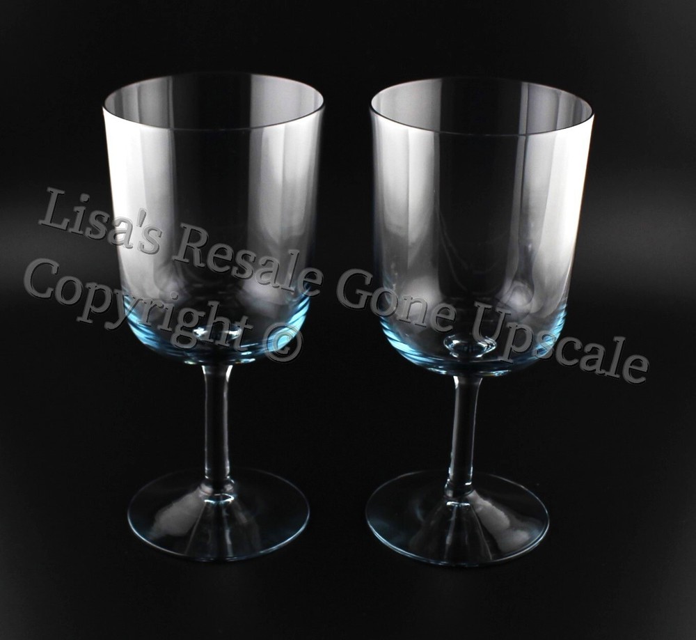 Set of 2 Kosta Boda King Karl Twilight Blue 5 3/4” Wine Glasses, Made in Sweden