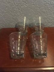 vintage set of 4 aqua saturn optic swirl glasses