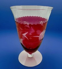 Vintage Glastonbury Lotus Cut Cranberry wine glasses Red Crystal