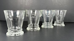 La Rochelle Paris Musees Bee Embossed Rocks Whiskey Cocktail Glasses Set of 4