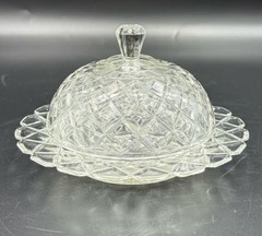 Vintage Anchor Hocking Waterford Clear Waffle Covered Butter Dish-Hocking Glass