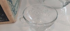 Anchor Hocking Vintage Punch Bowl Grape Design 14 Pc Set Original Box 600/92a