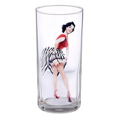 SET OF 6 Pin-Up Girls Tall Drinking Highball Tumbler Pop Art Glasses 6×10 oz