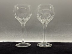 Set of 2 Stuart Crystal Wine Glass Retired Pattern Manhattan EUC 7.25 in. tall