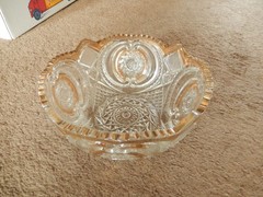 US Glass #15104 Victorian/Buzz Saw & Parenthesis Pitcher/Glasses/Bowl Set 1907