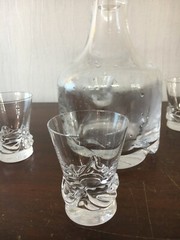 Lot Carafon And 5 Glasses Crystal Daum Nancy (Price Of The Lot)