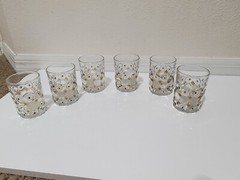 VINTAGE CUT CRYSTAL WHISKEY GLASSES DOUBLE OLD FASHIONED MOON & STARS SET OF 6