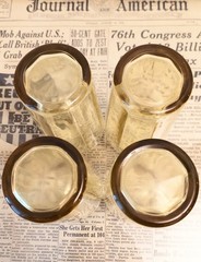 Vintage Hazel Atlas Mt Vernon Yellow Panel Glass Drinking Tumblers 5” Set of 4