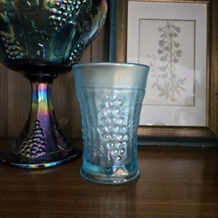 Antique Northwood Grape Arbor Ice Blue Carnival glass