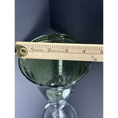 ARTLAND 8″ Water Iced Tea Goblet Glass IRIS GREEN 16 Ounce Hand Blown Bubbles