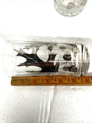 Silver Oak Leaf & Acorn Gold Guilt High Relief High Ball Glasses MCM 4 Vintage