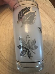 Vintage Libbey Silver Leaf Juice Glasses Set of 4 Frosted Mid Century 4 Inch