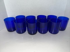 Set Of 10 Cobalt Blue Tumblers Glasses 4″