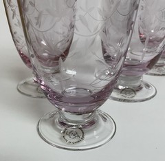 4 ct LENOX Heather Pink Footed Tumblers Glasses Hiball Etched Box 15 oz 6”