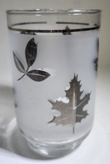 (6pc) Silver Foliage by Libbey 12oz Hostess Silver Leaf on Frosted Glass 4 1/2″h