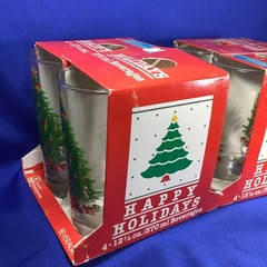 1980 NEW in Box 12.5 oz Christmas Tree Glasses Set 8 Anchor Beverage Ware 752