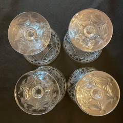 (8) Liquor Cocktail Martini Glasses Elaborately Cut Crystal Goblets