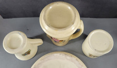 ROSEVILLE POTTERY HOLLAND DUTCH CREAMWARE PITCHER MUG TUMBLER SPITTOON SET LOT 4
