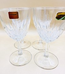 Set of 4 Vintage Luminarc USA Diamant Wine Glasses NOS Original Mailer Boxes NEW