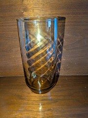 Libbey Optic Swirl Tumbler Amber Honey Gold Water Iced Tea Glass Tumbler