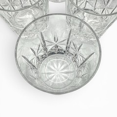 Crystal Old Fashioned Whiskey Glass Vertical and Star Cuts 3.5in 6Pc Set