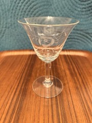 Vintage Wine Glass W Etched Rose