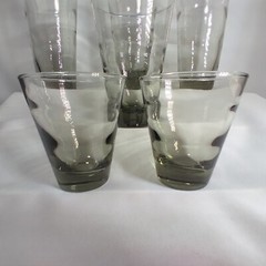 Vintage Libbey Glass Ripple Smoke Gray Coolers – 3 16oz, 1 8oz, 2 4oz, Set Of 6