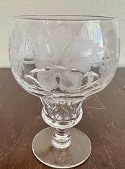 Set of 3 Val St Lambert Vignes Crystal Water Wine Goblets Glasses Signed Belgium