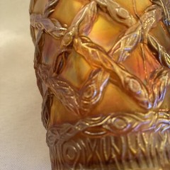 Dugan-Diamond Grapevine Lattice Tumbler Marigold Antique Carnival Glass