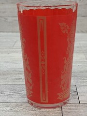 4 VTG Ribbed Culver Red Gold Siam Thai Goddess 5 Inch Tall Glass Tumblers 1960s
