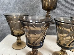 Fostoria Jamestown Brown Water Goblet 5 7/8 in Tall- Discontinued- 5 glasses