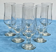 Simple & Elegant Clear Footed Hurricane Drinking Glasses 7 1/2″ Height Set of 6