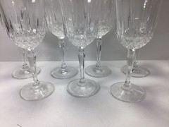 Water Goblet or Wine Glass Crystal Brighton Tuscany Vintage Set of 7 Glass Clear