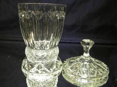 CLEAR CRYSTAL COVERED BISQUIT~GINGER~ CANDY JAR
