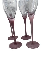 Colony Amaryllis Cordial Glass Set 7 Lilac Frosted Satin Stem Vintage