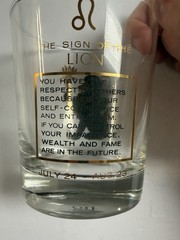 VTG MCM Anchor Hocking 22K Gold LEO Zodiac Bar Glass Tumbler