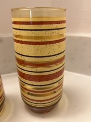 Pair of Vintage Juice Glasses 1950s Mcm Yellow Brown Beige Nice!