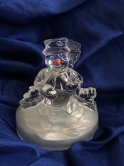 Cristal d‘Arques Musical Snowman In Working Condition France Vintage