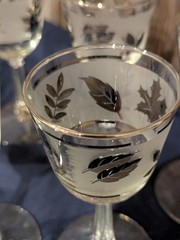 MCM Libbey Frosted Silver Leaf/Foliage 8 oz Wine Glasses/Goblets Set 6 SEE PICS!