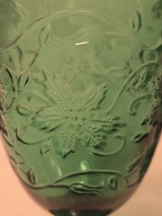 Princess House Fantasia Poinsettia Emerald Green 16 Oz Iced Tea Glass Set of 2
