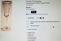Set MIKASA Jamestown Clear 24 KT Gold Trim Champagne Flute Blown Made in Austria