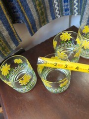 Vintage Culver Daisy & Picket Fence Set 4 Highball Glasses Glass Set