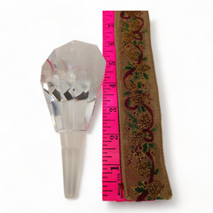 Oleg Cassini Clear Faceted Engraved Crystal Bottle Decanter Stopper In Box