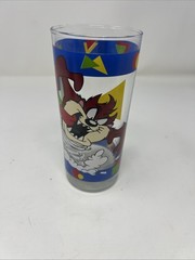 Vintage 1995 Looney Tunes Taz Tasmanian Devil 16 Oz Drinking Glass Tumbler